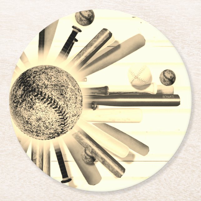 BATTER UP SUNDAY! ROUND PAPER COASTER (Front)