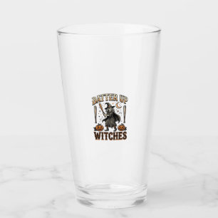 Batter Up Witches Vintage Halloween Baseball Desig Glass
