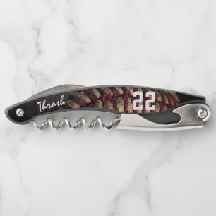 Battered Baseball Custom Name & Jersey Number Waiter's Corkscrew