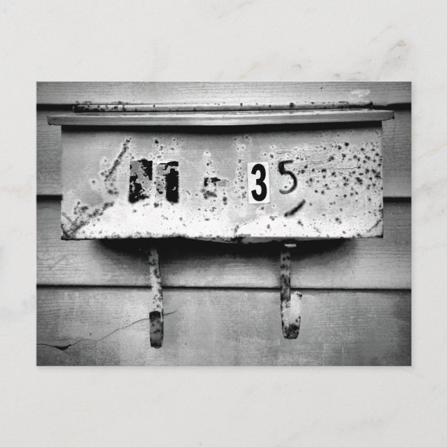 Battered Old Mail Box Black n White Character Postcard (Front)