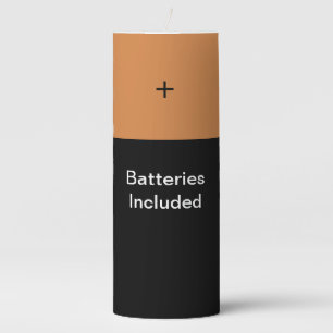 Batteries Included Humorous Pillar Candle