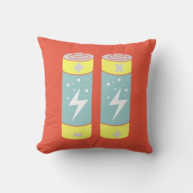 Batteries Throw Pillow (Front)