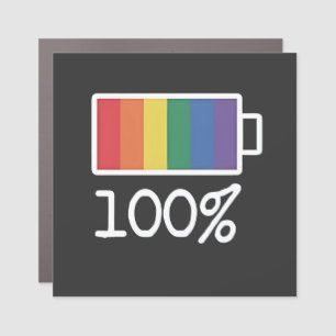 Battery 100% Gay Funny LGBT Pride Month Equality Car Magnet