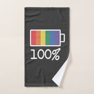 Battery 100% Gay Funny LGBT Pride Month Equality  Hand Towel