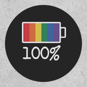 Battery 100% Gay Funny LGBT Pride Month Equality  Patch