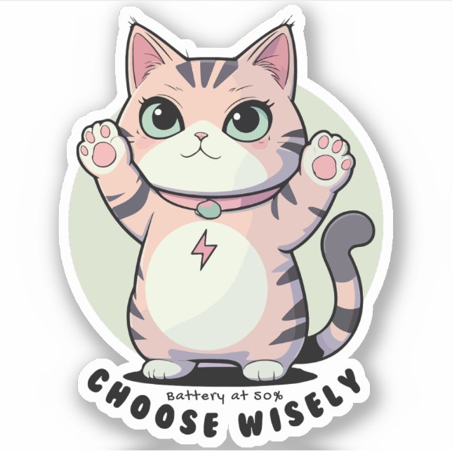 Battery at 50 Choose Wisely – Introvert Humour  Sticker (Front)