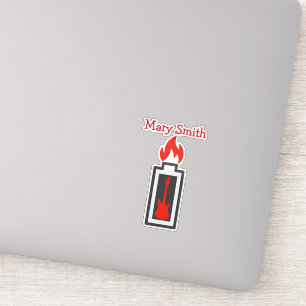 Battery, Guitar and Flame Sticker