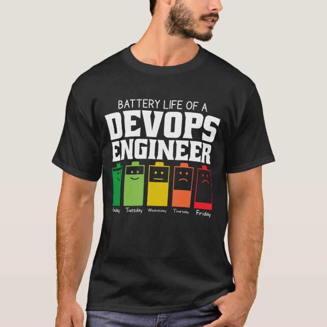 Battery Life Of A Devops Engineer T-Shirt (Front)