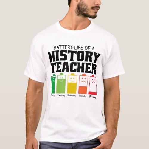 Battery Life Of A History Teacher T_Shirt