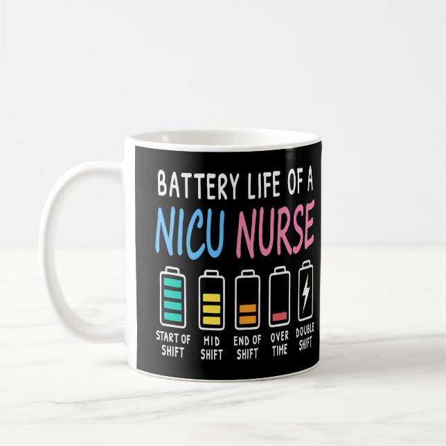 Battery life of a NICU nurse humor level Coffee Mug (Left)