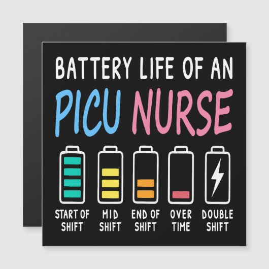 Battery life of a PICU nurse humor chart (Front/Back)