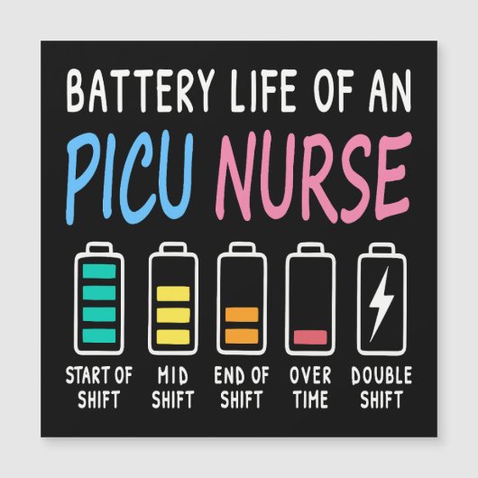 Battery life of a PICU nurse humor chart (Front)