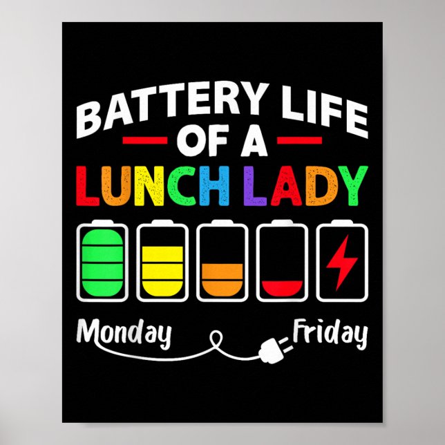 Battery Life Of A School Lunch Lady Cafeteria Work Poster (Front)