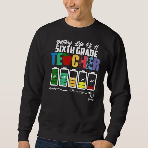 Battery Life Of A Sixth Grade Teacher First Day Of Sweatshirt