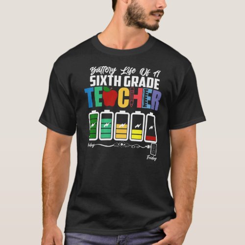 Battery Life Of A Sixth Grade Teacher First Day Of T_Shirt