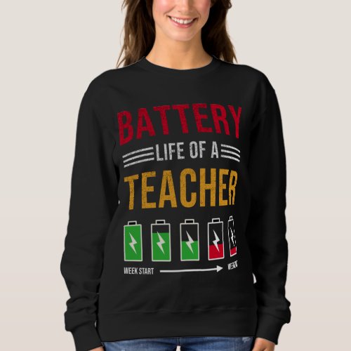 Battery Life Of A Teacher funny teacher Sweatshirt