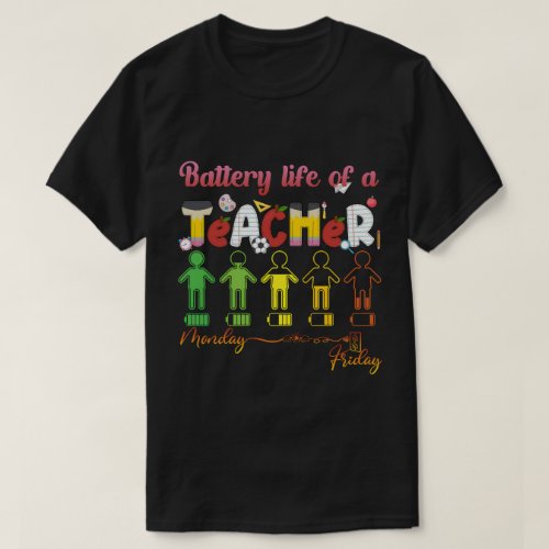 Battery Life Of A Teacher Png Sublimation Design T_Shirt