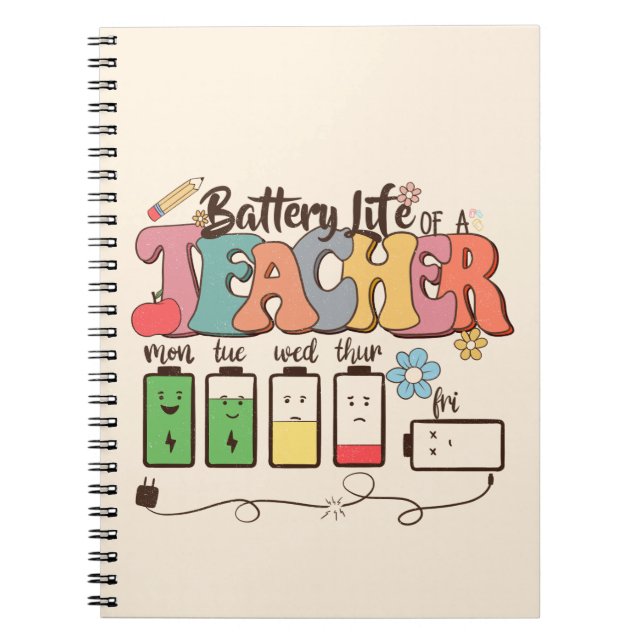 Battery Life of a Teacher – Relatable Educator Notebook (Front)