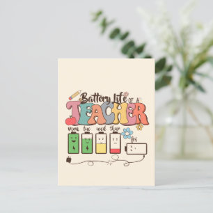 Battery Life of a Teacher – Relatable Educator Postcard