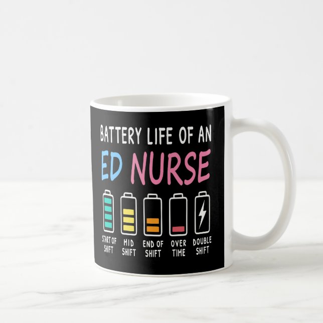 Battery life of an ED nurse levels humor Coffee Mug (Right)