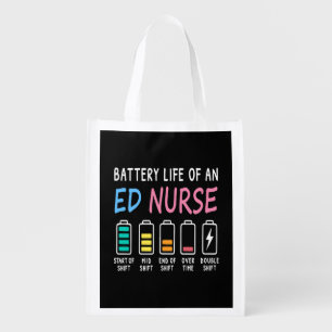 Battery life of an ED nurse levels humor Grocery Bag