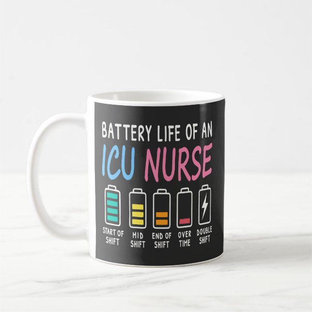 Battery life of an ICU nurse humor chart Coffee Mug (Left)