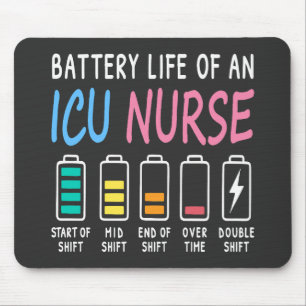 Battery life of an ICU nurse humor chart Mouse Pad