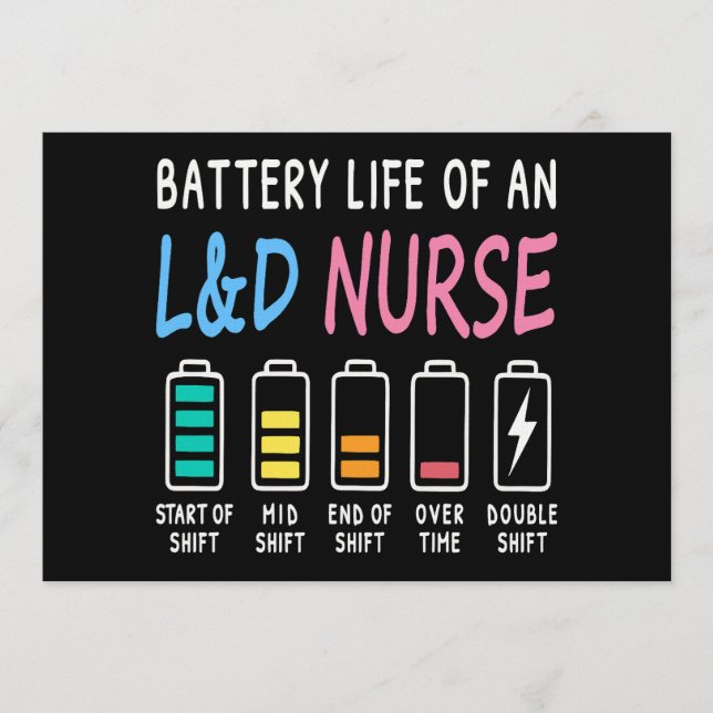 Battery life of an L&D nurse humor chart Invitation (Front)