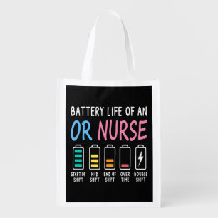 Battery life of an OR nurse humor chart Grocery Bag
