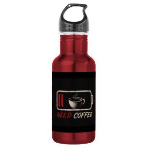 Battery Low Need Coffee – Stainless Steel Water Bottle