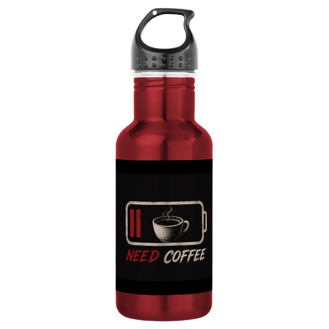 Battery Low Need Coffee – Stainless Steel Water Bottle (Front)
