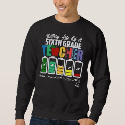Battery Of Life A 6th Sixth Grade Teacher Back To  Sweatshirt