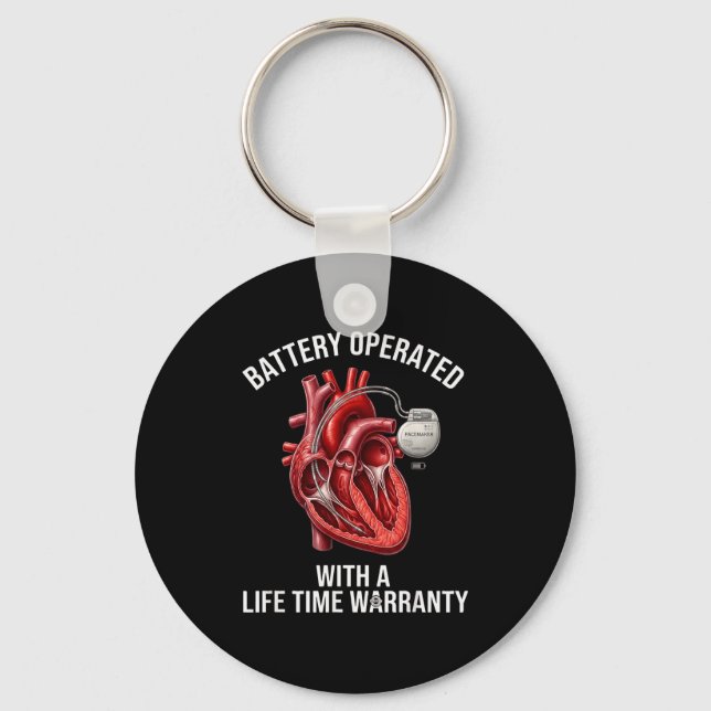 Battery operated with a life time warranty  keychain (Front)