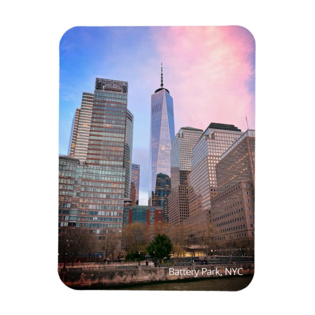 Battery Park from Staten Island Ferry NYC Postcard Magnet (Vertical)