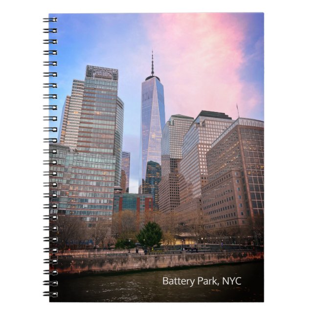 Battery Park from Staten Island Ferry NYC Postcard Notebook (Front)