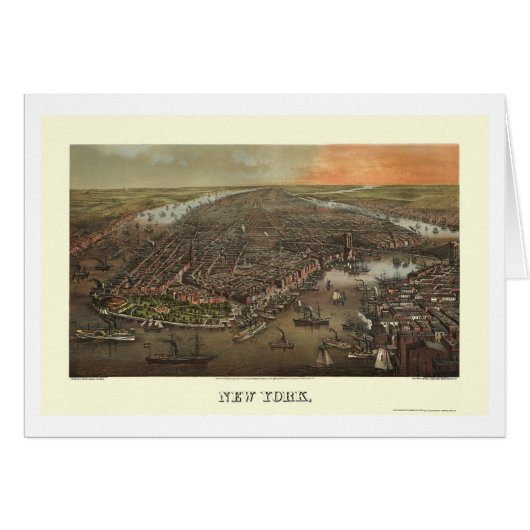 Battery Park, NY Panoramic Map - 1873 Cards (Front Horizontal)