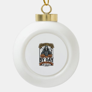 Battery Repair Witch Funny Halloween Technician Sh Ceramic Ball Christmas Ornament