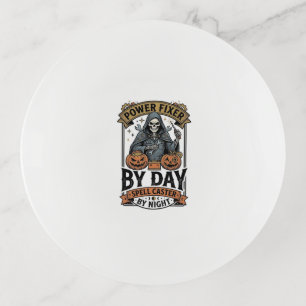 Battery Repair Witch Funny Halloween Technician Sh Trinket Tray