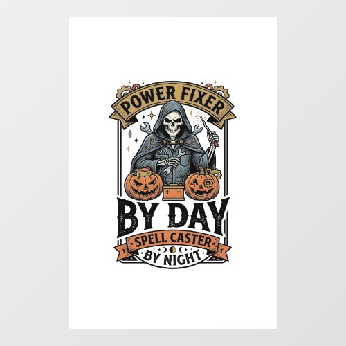 Battery Repair Witch Funny Halloween Technician Sh Window Cling