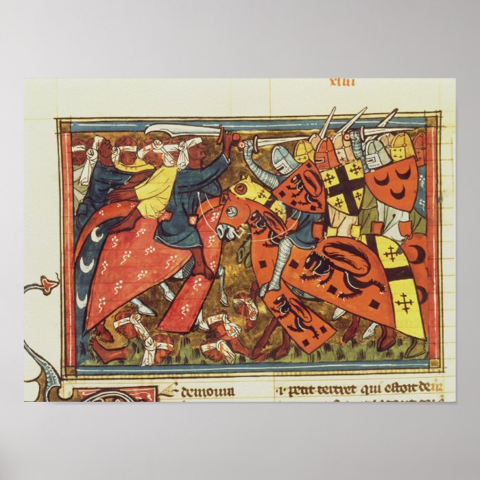 Battle between Crusaders and Moslems Poster