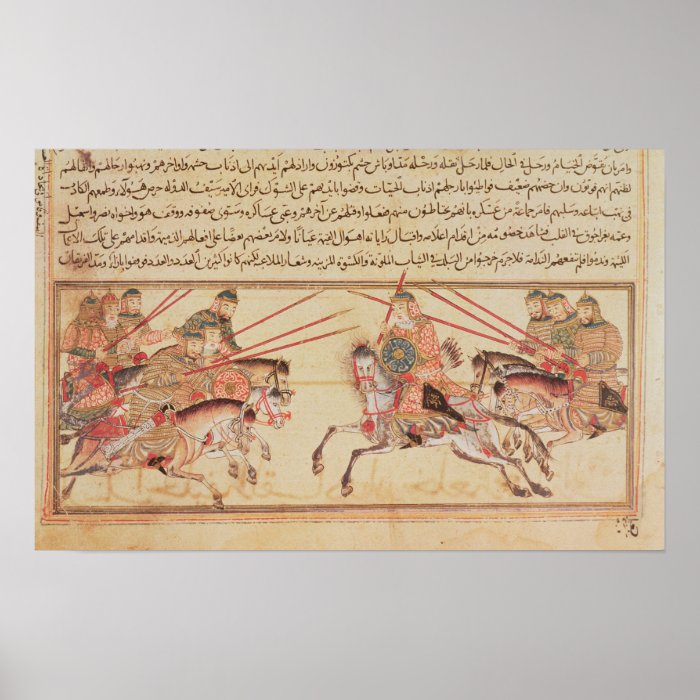 Battle between Mongol tribes, 13th century Poster