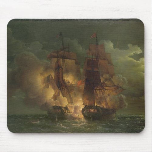 Battle Between the French Frigate Arethuse Mouse Pad