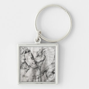 Battle between warriors and a dragon, c.1450 keychain