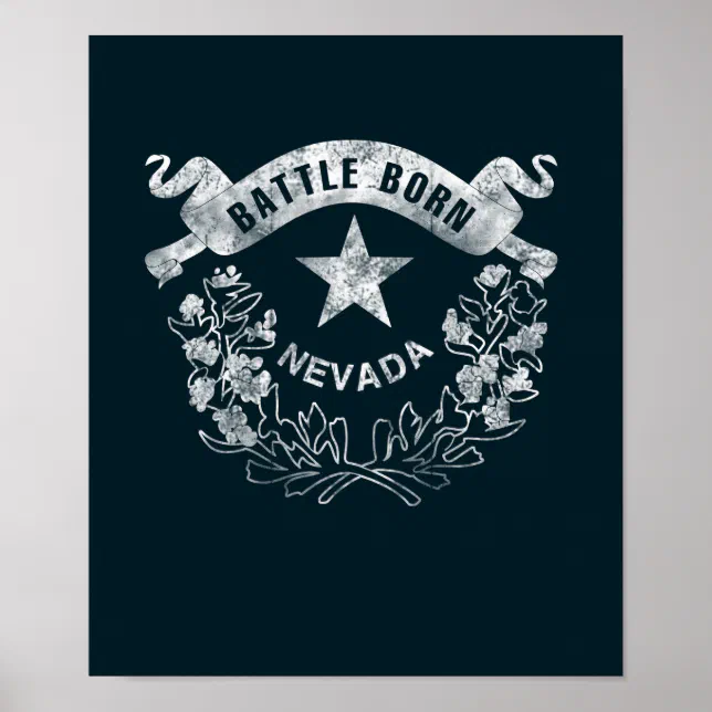 Battle Born Nevada, Las Vegas. Flag Logo Vintage Poster Zazzle
