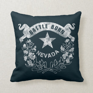 Battle Born - Nevada, Las Vegas. Flag Logo Vintage Throw Pillow