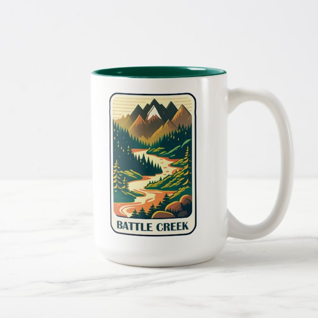 Battle Creek Idaho Colors Two-Tone Coffee Mug (Right)