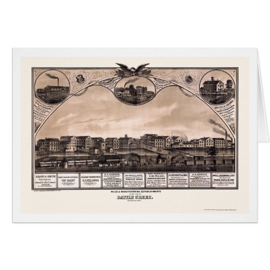 Battle Creek, MI Panoramic Map - 1869 Cards (Front Horizontal)
