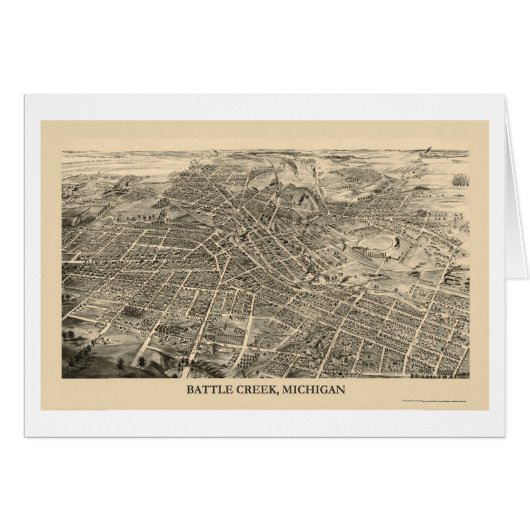 Battle Creek, MI Panoramic Map - 1880s Cards (Front Horizontal)