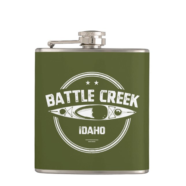 Battle Creek Wild And Scenic River Idaho Kayaking Flask (Front)