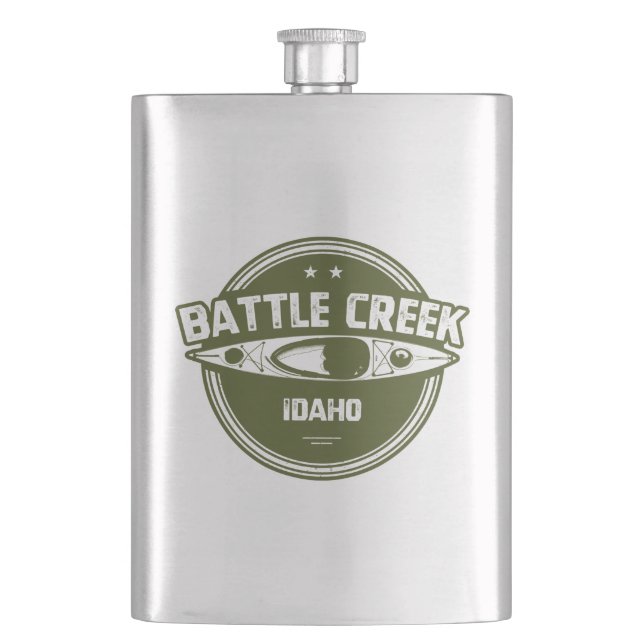 Battle Creek Wild And Scenic River Idaho Kayaking Flask (Front)